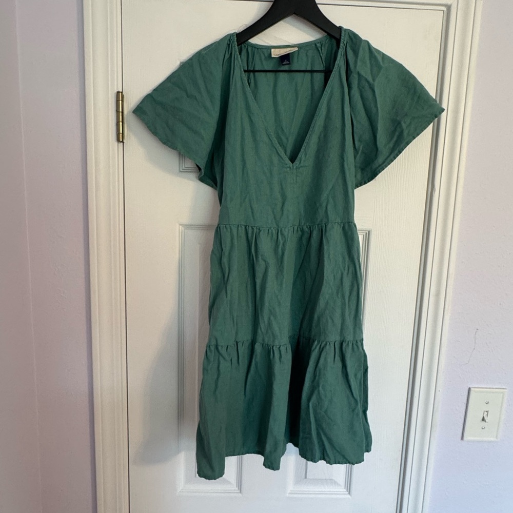 Universal Thread Green Tiered Ruffled Mini Dress